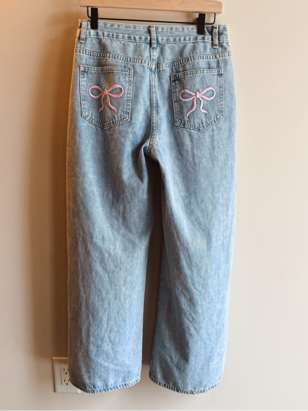 Girlhoodcore Coquette Light Wash Wide Leg Women’s Denim Jeans Size 30 - Picture 2 of 8